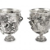 A Pair of Silvered Bronze Chal