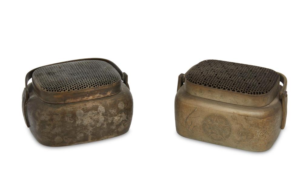 A PAIR OF SILVERED METAL EAST ASIAN
