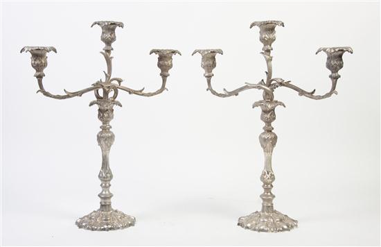 * A Pair of Silverplate Three-Light