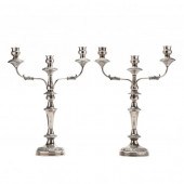 A PAIR OF SILVERPLATE CANDELAB