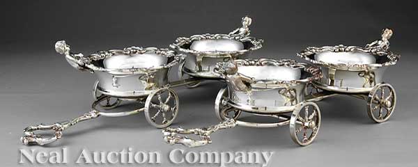 A Pair of Silverplate Wine Trolleys
