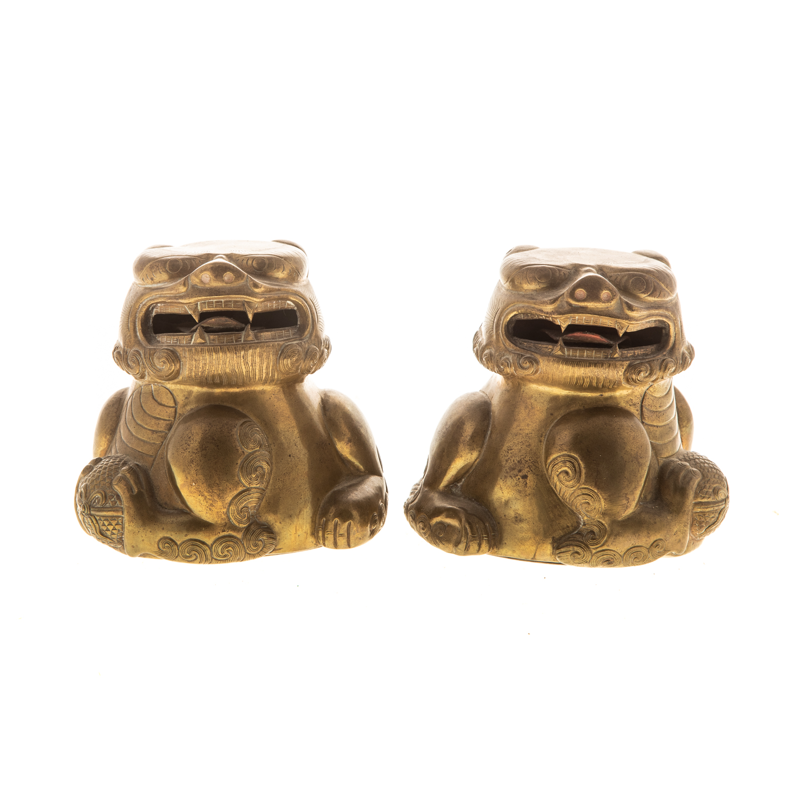 A PAIR OF SINO-TIBETAN BRASS/SILVER