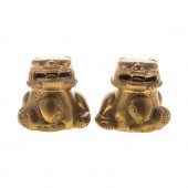 A PAIR OF SINO-TIBETAN BRASS/S