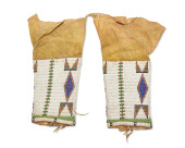 A PAIR OF SIOUX BEADED HIDE LE