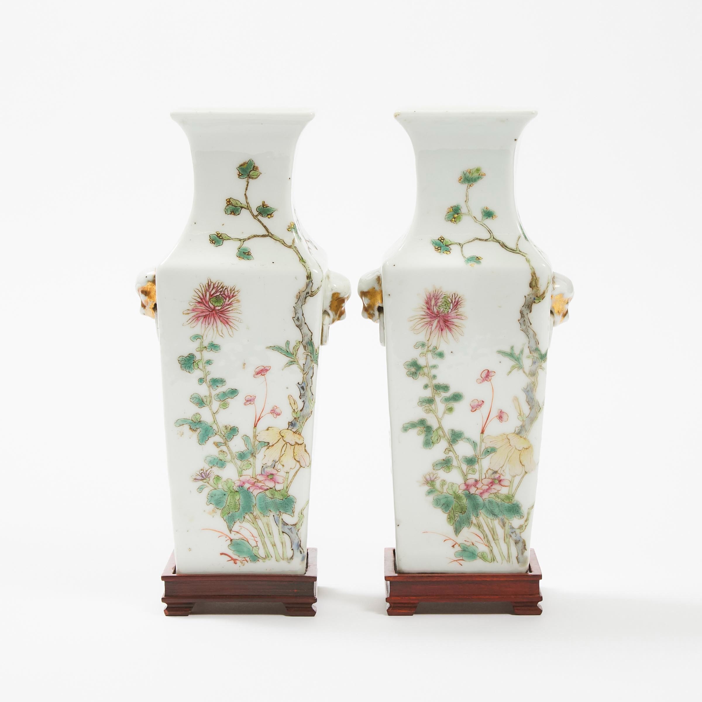 A Pair of Small Famille Rose Square