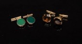 A pair of smoky quartz cufflin