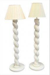 A PAIR OF SOLOMONIC FLOOR LAMP