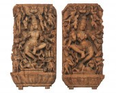 A PAIR OF SOUTH INDIAN WOOD CA