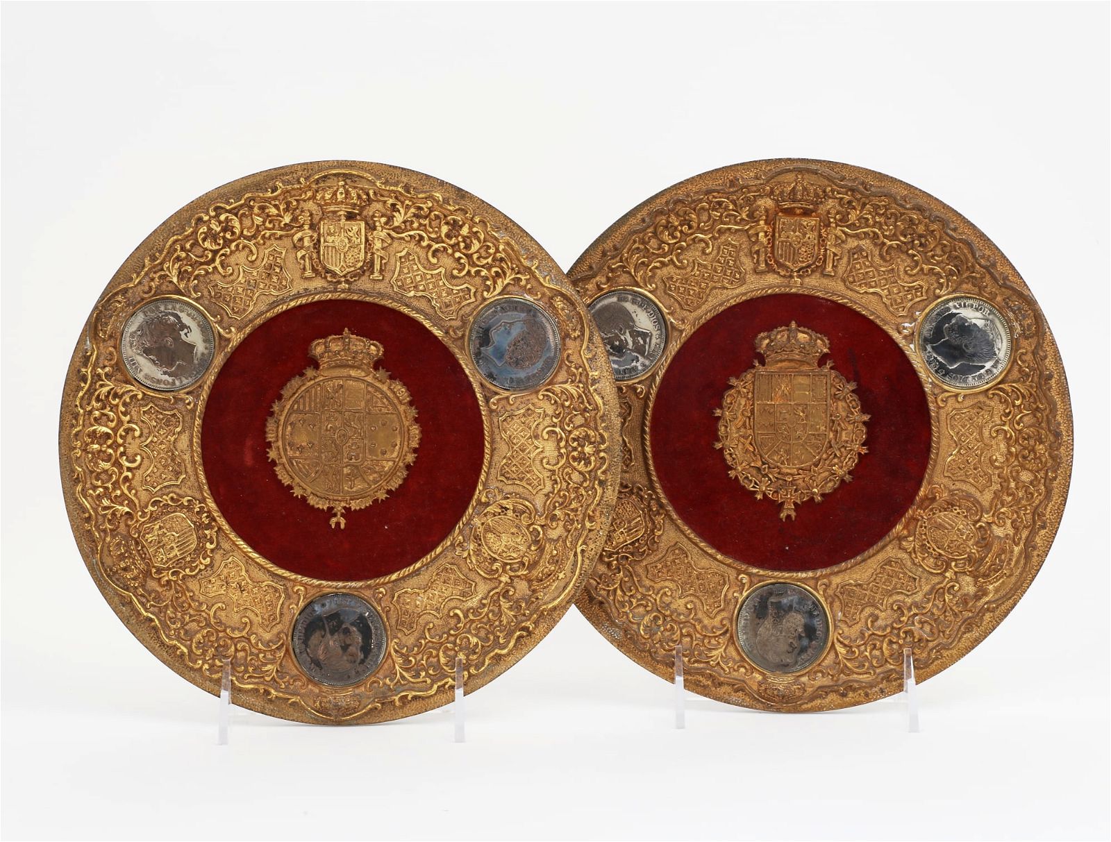 A PAIR OF SPANISH GILT METAL