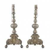 A PAIR OF SPANISH SILVER PRICK