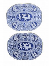A PAIR OF SPODE BLUE PRINTED E