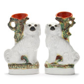 A PAIR OF STAFFORDSHIRE SPANIE