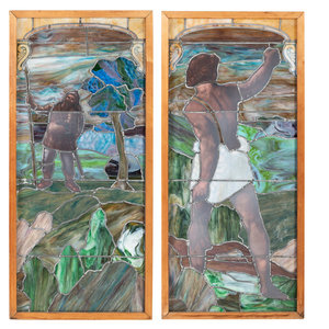 A Pair of Stained and Painted Glass