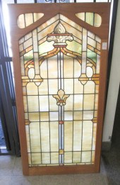 A PAIR OF STAINED AND LEADED G