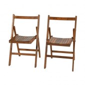 A pair of stained beech foldin