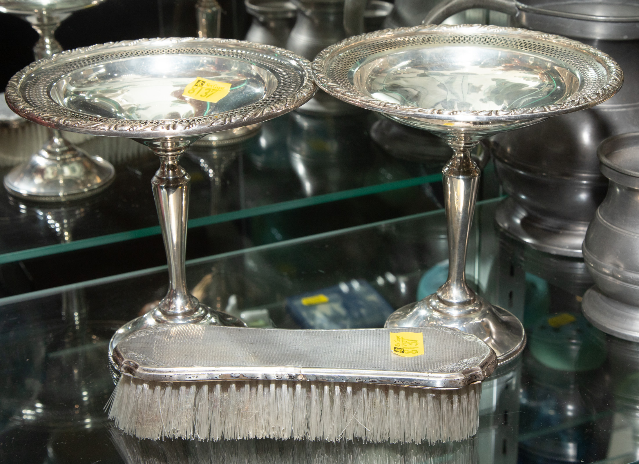 A PAIR OF STERLING COMPOTES&