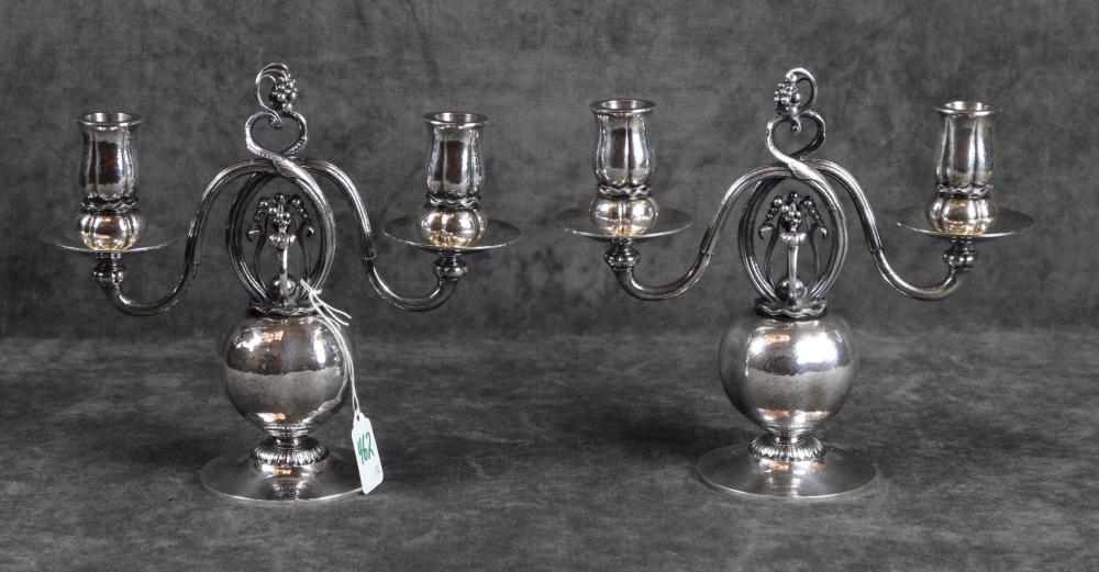 A PAIR OF STERLING SILVER TWO-LIGHT