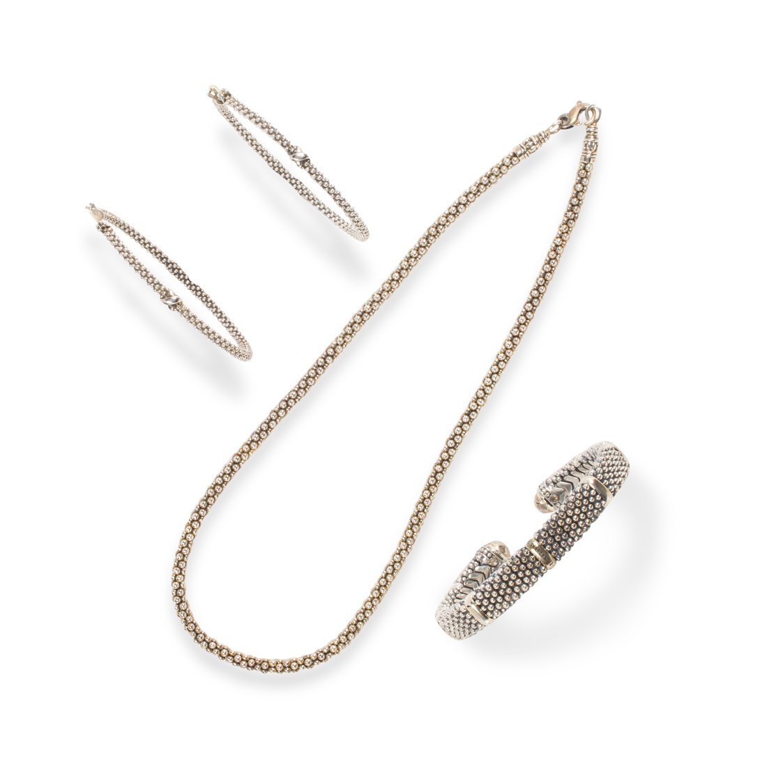 A PAIR OF STERLING SILVER EARRINGS,