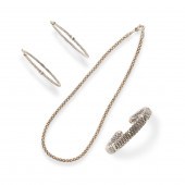 A PAIR OF STERLING SILVER EARR