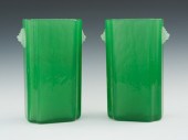A Pair of Steuben Opalene Jade