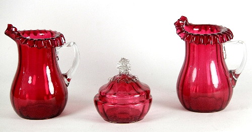 A pair of Stourbridge cranberry