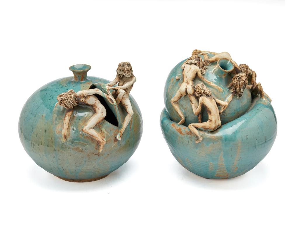 A PAIR OF STUDIO CERAMIC VESSELSA