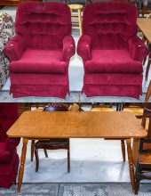 A PAIR OF SWIVEL ROCKERS; TABL