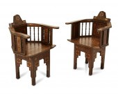 A PAIR OF SYRIAN INLAID CHAIRS