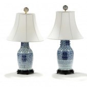 A PAIR OF TALL CHINESE BLUE AN