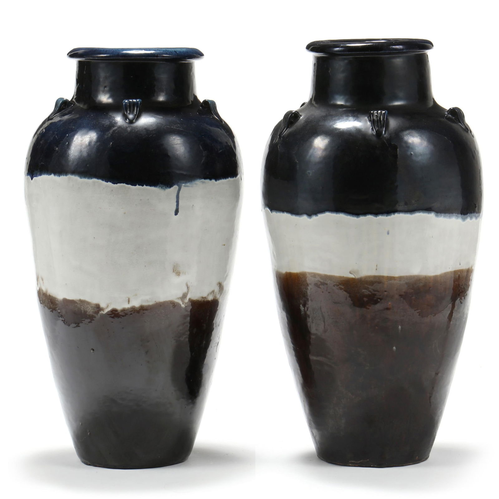 A PAIR OF TALL CHINESE STYLE GLAZED