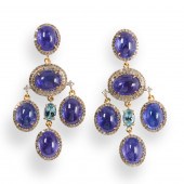 A PAIR OF TANZANITE, AQUAMARIN
