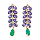 A PAIR OF TANZANITE, EMERALD,
