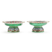 A PAIR OF THAI BENJARONG PORCE