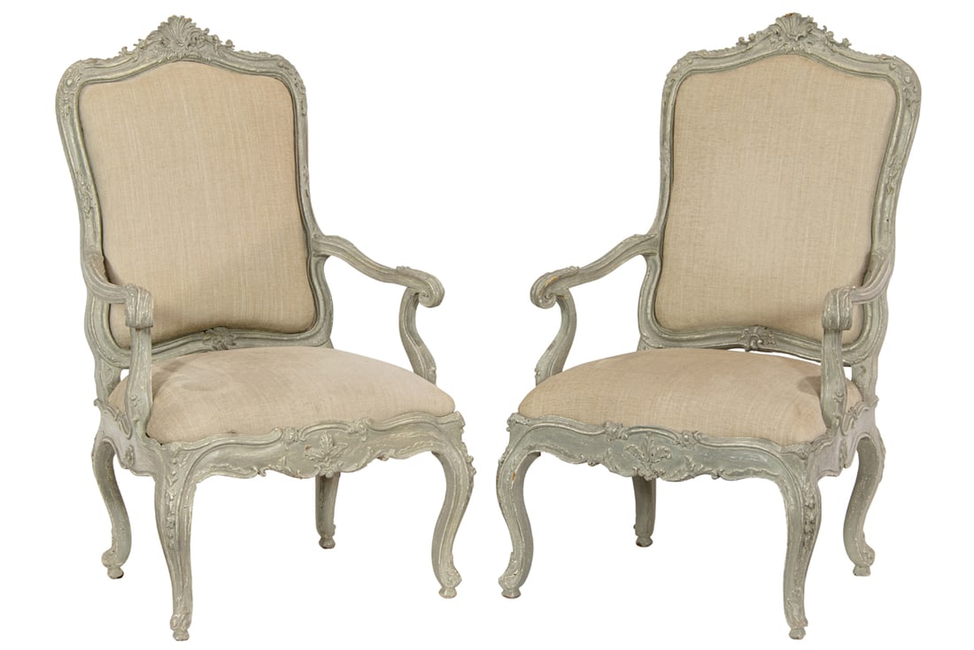 A PAIR OF THERIEN & CO FAUTEUILS