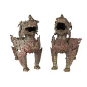 A PAIR OF TIBETAN BRONZE GUARD