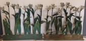 A PAIR OF TOLE FLOWER LIGHTS F