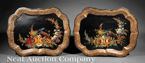 A Pair of Tôle Peinte Trays