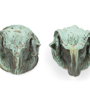 A Pair of Tole Ram's Heads 19th
