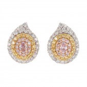A PAIR OF TRI-COLOR DIAMOND ST