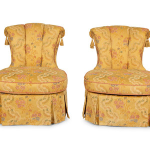 A Pair of Tufted Slipper Chairs