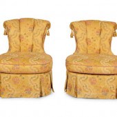 A Pair of Tufted Slipper Chair