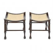 A pair of turned and stained b