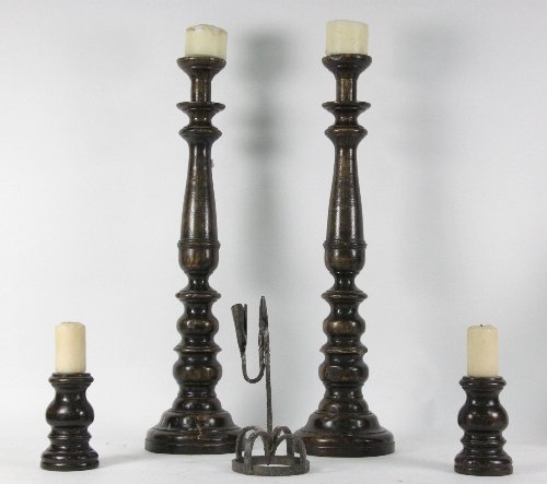 A pair of turned wood