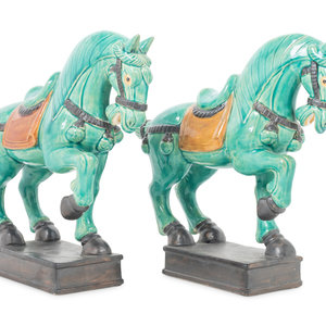 A Pair of Turquoise Glazed