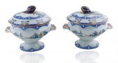 A PAIR OF TWO PORCELAIN SAUCE
