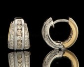A Pair of Two Tone Gold and Di