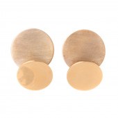 A PAIR OF TWO-TONE DISC EARRIN