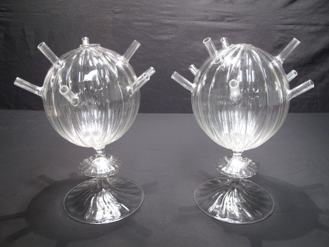 A pair of unusual hand blown