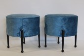 A PAIR OF UPHOLSTERED STOOLS W