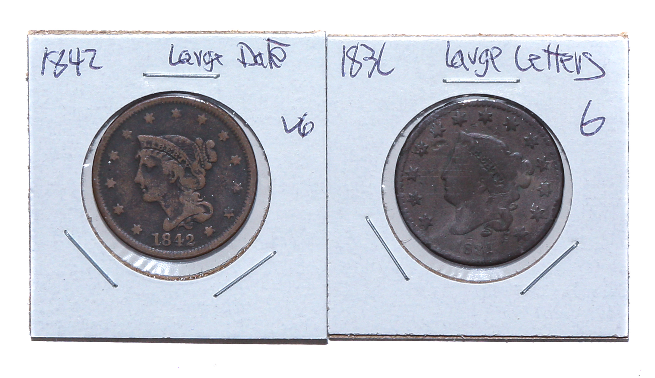 A PAIR OF US LARGE CENTS 1831 LL